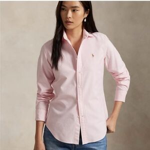 Ralph Lauren Slim Fit Pink Oxford Dress Shirt Long Sleeve Size 8